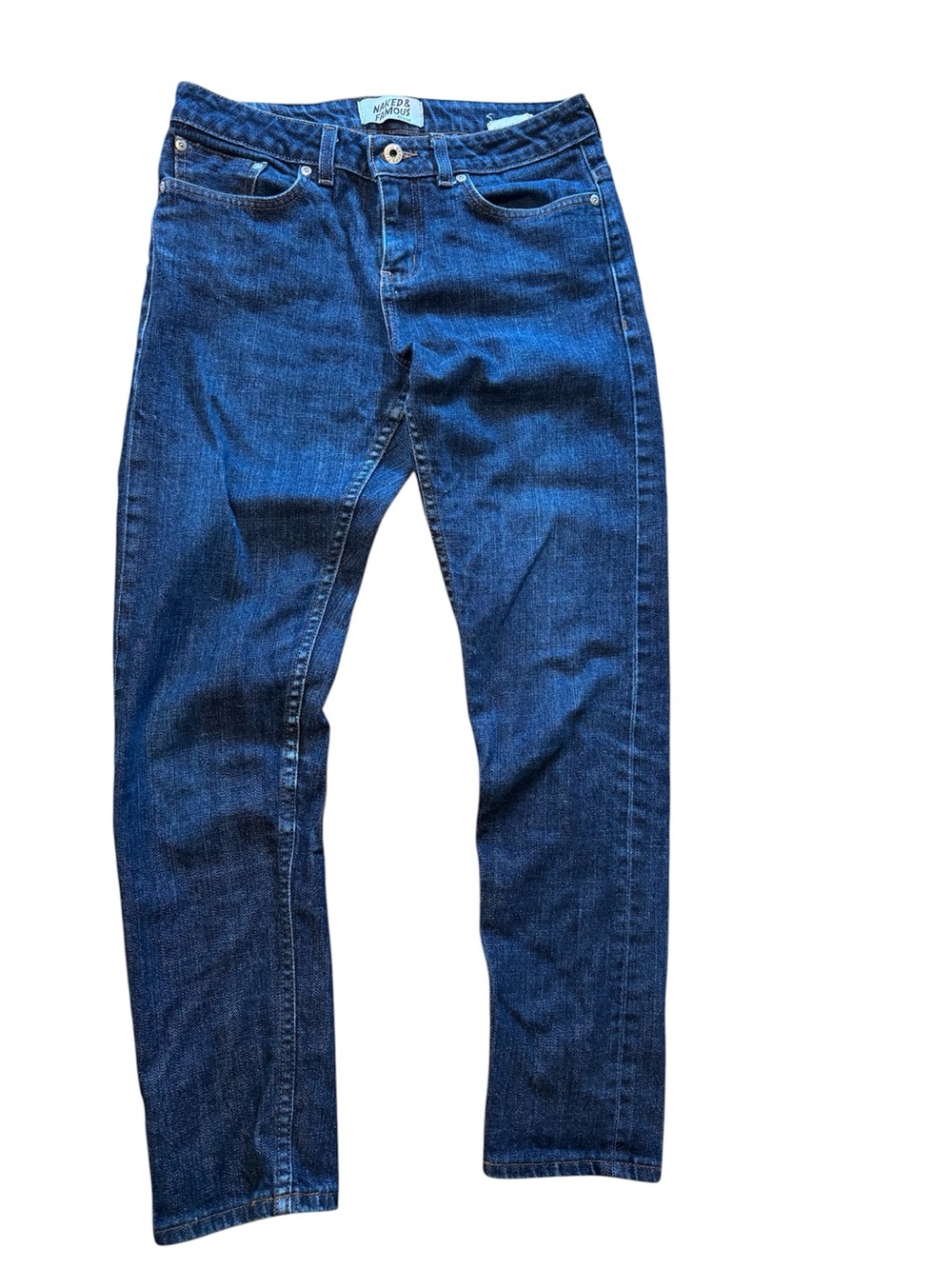 Naked & Famous Denim women  Dark Blue Slim Straight stretchy Jeans size 27